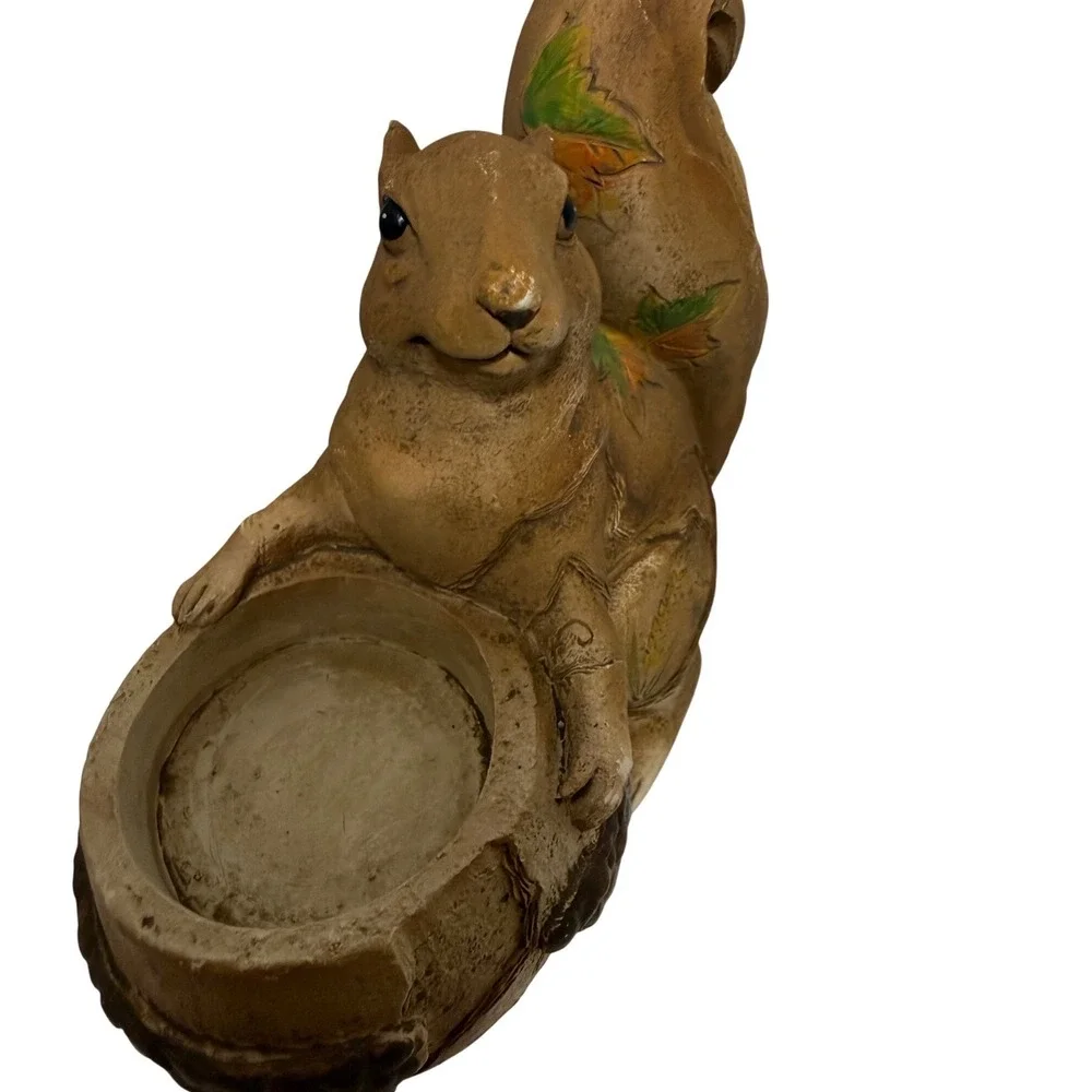 Giftcraft Squirrel Votive Candle Holder Resin‎ Autumn Leaf Figurine Brown